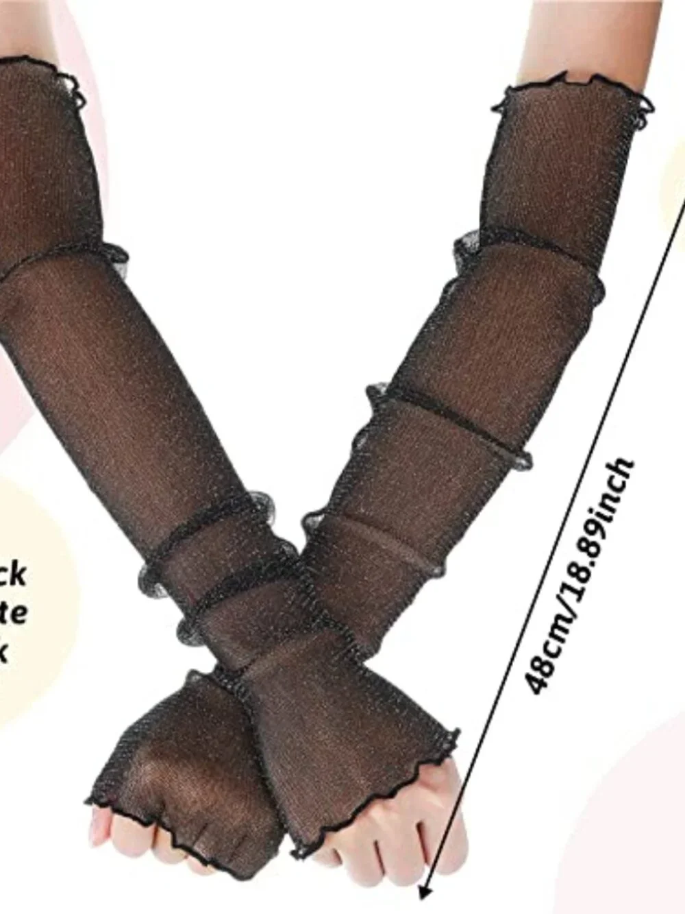 Sheer Lace Fingerless Arm Sleeves UV Protection Gloves for Women